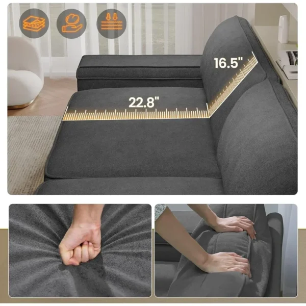 Living Room Sofas, Oversized Comfy Couches, Deep Seat Sofa with Storage and 2 USB Charging Ports, Removable Sofa Cover - Image 4